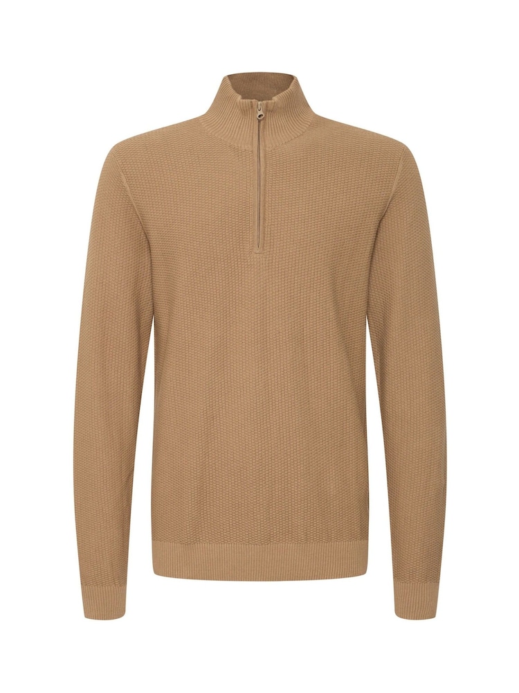 Blend Orange 1/4 Zip Funnel Neck Knitted 100% Cotton Sweatshirt - Image 5 of 5