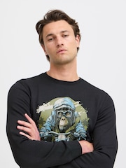 Blend Black Rust Animal Printed Crew Neck Jumper - Image 3 of 5