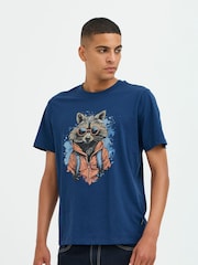 Blend Blue 100% Cotton Rocket Printed Short Sleeve T-Shirt - Image 1 of 5