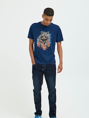 Blend Blue 100% Cotton Rocket Printed Short Sleeve T-Shirt - Image 4 of 5