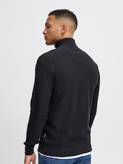 Blend Black 1/4 Zip Funnel Neck Knitted 100% Cotton Sweatshirt - Image 2 of 5