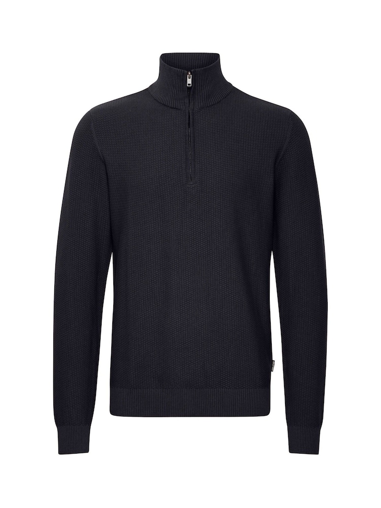 Blend Black 1/4 Zip Funnel Neck Knitted 100% Cotton Sweatshirt - Image 5 of 5