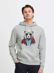 Blend Grey Bear Print Hoodie - Image 1 of 5
