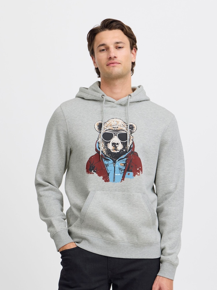 Blend Grey Bear Print Hoodie - Image 1 of 5