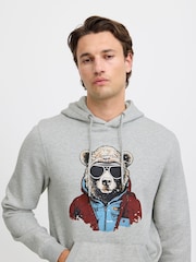 Blend Grey Bear Print Hoodie - Image 2 of 5