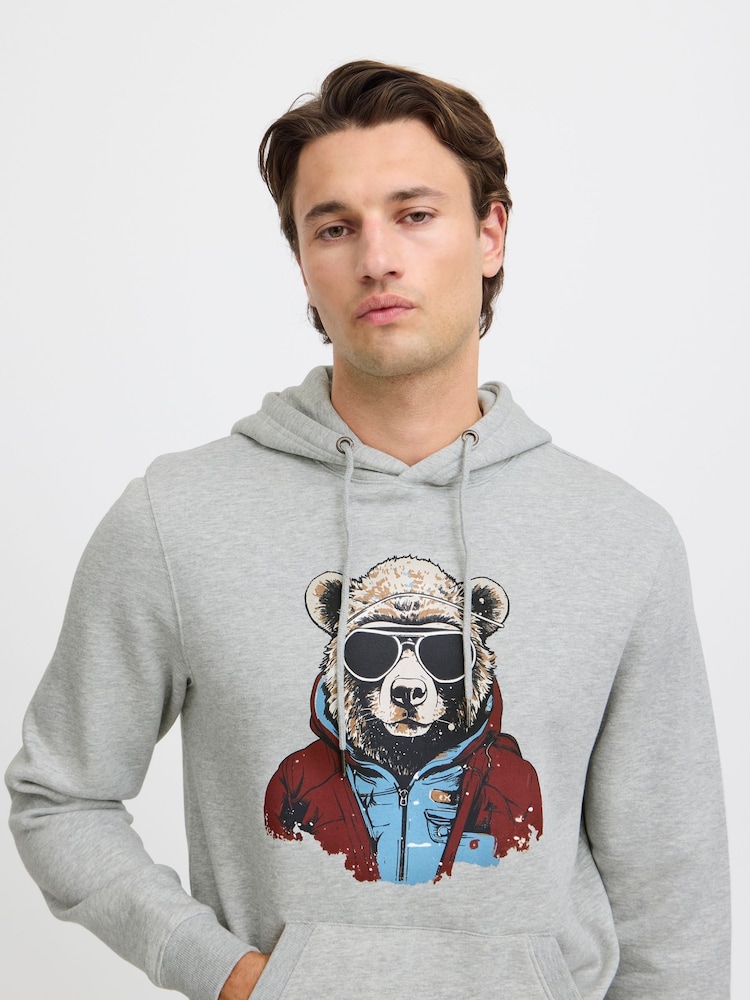 Blend Grey Bear Print Hoodie - Image 2 of 5
