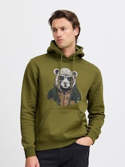 Blend Green Bear Print Hoodie - Image 1 of 5