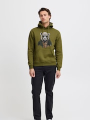 Blend Green Bear Print Hoodie - Image 2 of 5