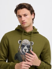 Blend Green Bear Print Hoodie - Image 3 of 5