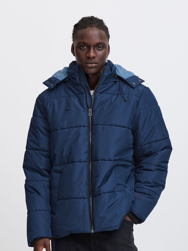 Blend Blue Hooded Puffer Coat - Image 1 of 5
