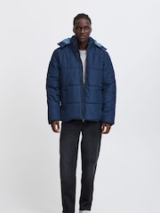 Blend Blue Hooded Puffer Coat - Image 2 of 5