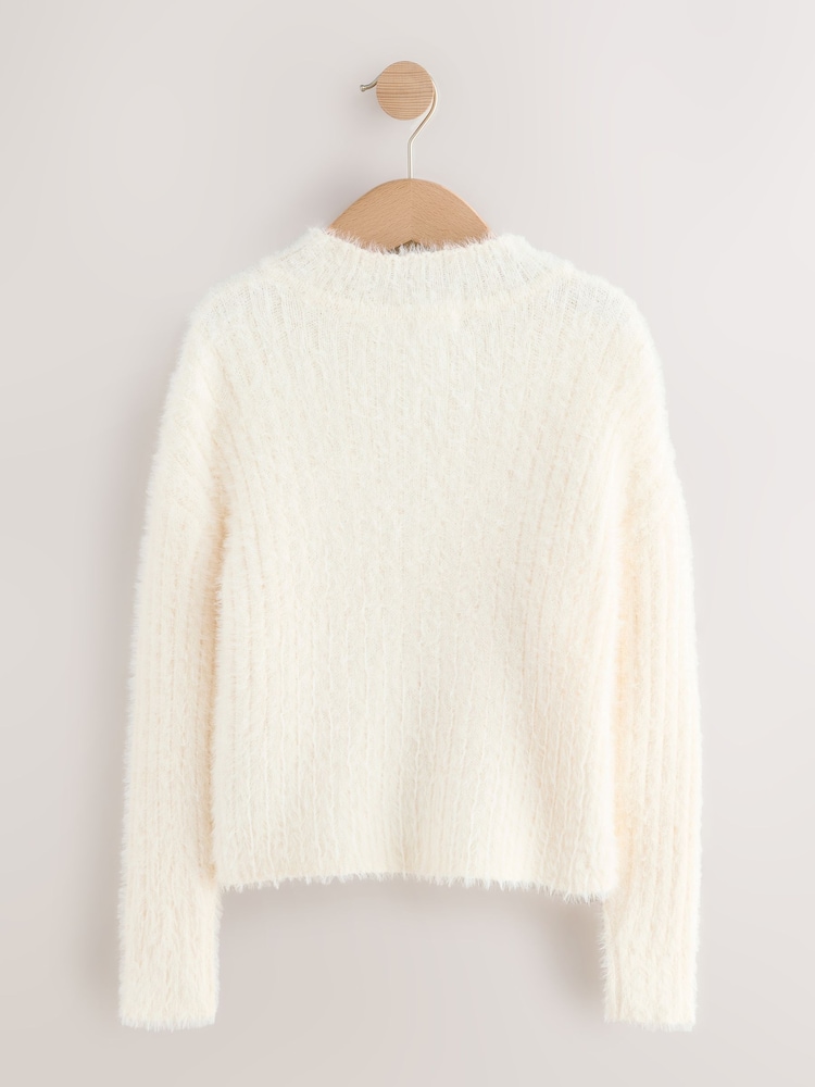 Ecru Fluffy Jumper (3-16yrs) - Image 2 of 4