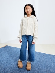 Ecru Zip Through Cable Knit Hoodie (3-16yrs) - Image 2 of 3