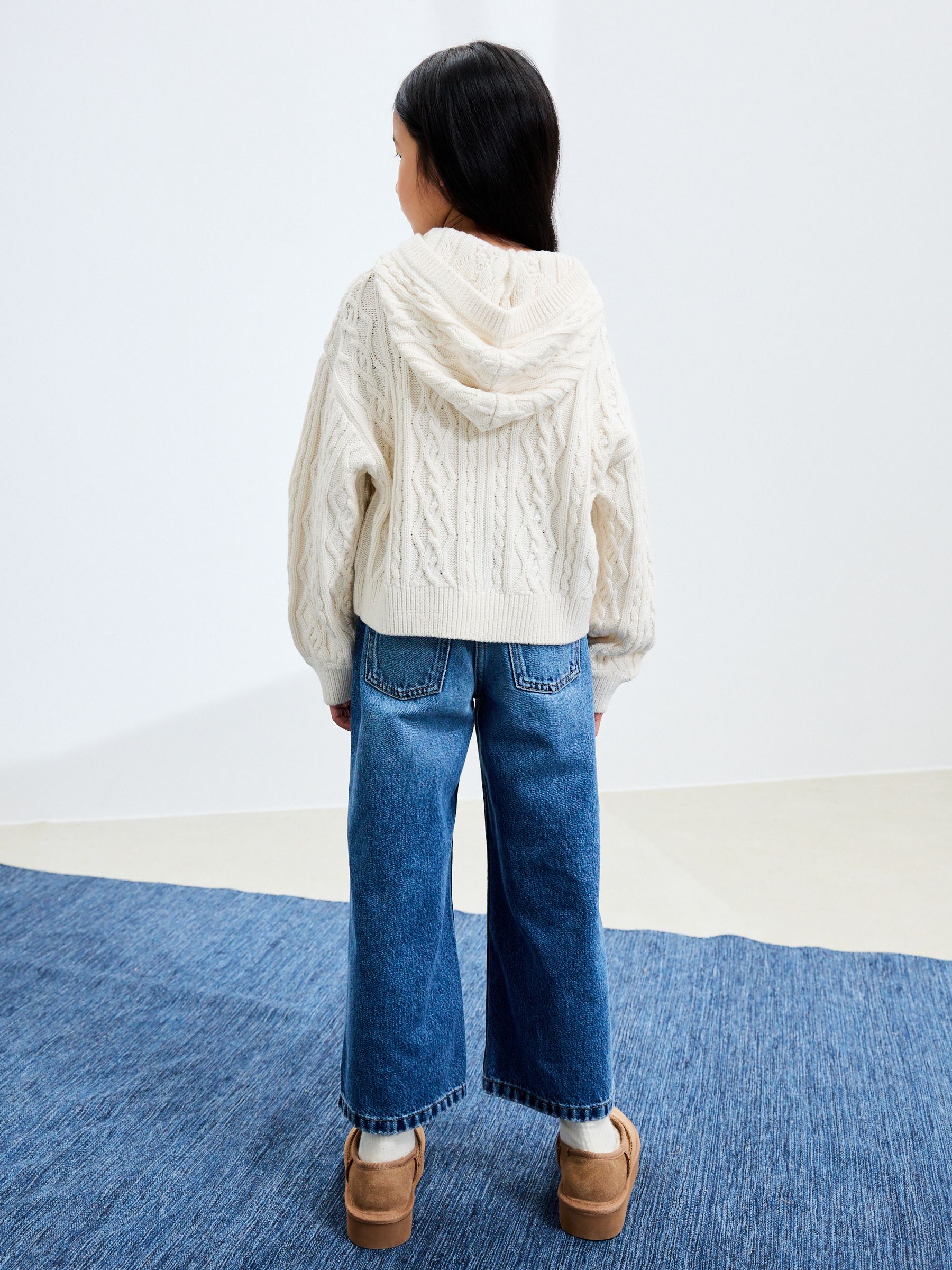 Buy Ecru Zip Through Cable Knit Hoodie (3-16yrs) from Next USA