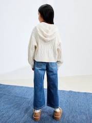 Ecru Zip Through Cable Knit Hoodie (3-16yrs) - Image 3 of 3