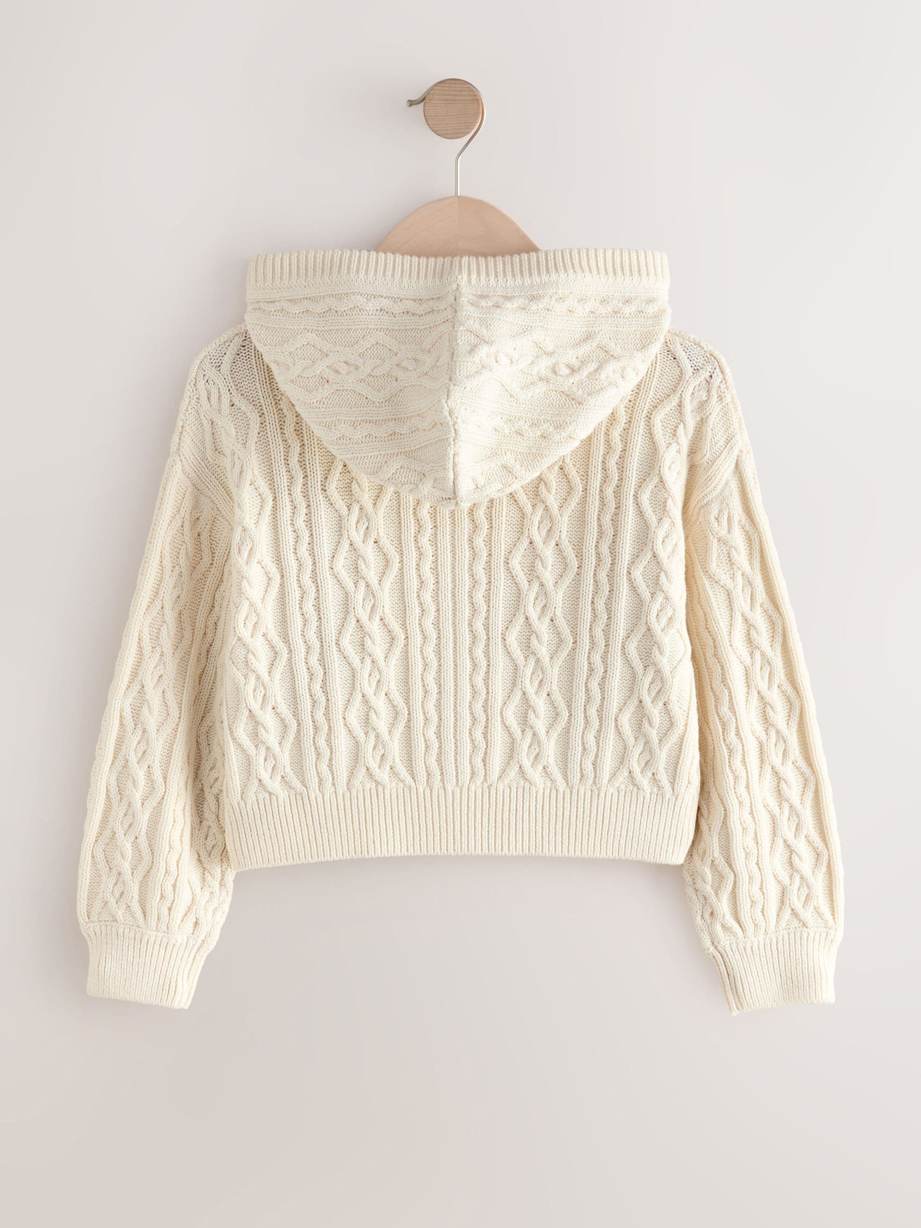 Buy Ecru Zip Through Cable Knit Hoodie (3-16yrs) from Next USA