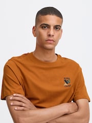 Blend Big & Tall Orange 100% Cotton T-Shirt with Chest Embroidery - Image 3 of 5