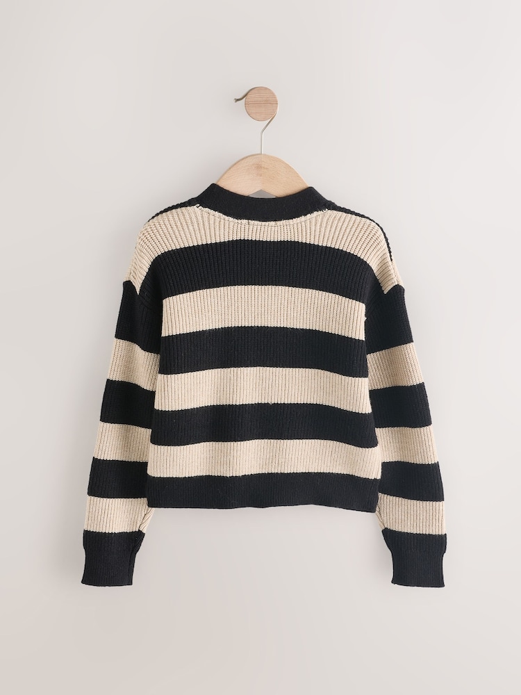 Black & White Stripe Boxy Cardigan (3-16yrs) - Image 2 of 4