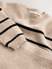 Tan Brown Knitted Stripe Jumper and Skirt Set (3-16yrs) - Image 11 of 11