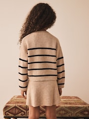 Tan Brown Knitted Stripe Jumper and Skirt Set (3-16yrs) - Image 2 of 11