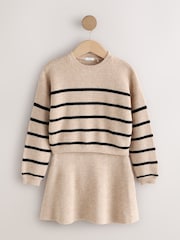 Tan Brown Knitted Stripe Jumper and Skirt Set (3-16yrs) - Image 7 of 11
