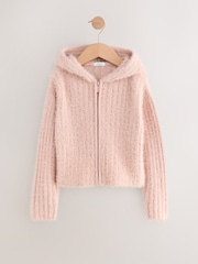 Pink Fluffy Zip Through Hoodie (3-16yrs) - Image 1 of 4
