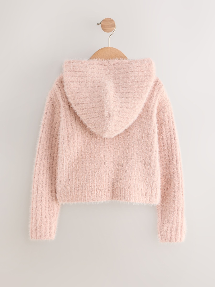Pink Fluffy Zip Through Hoodie (3-16yrs) - Image 2 of 4