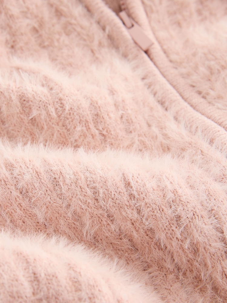Pink Fluffy Zip Through Hoodie (3-16yrs) - Image 4 of 4
