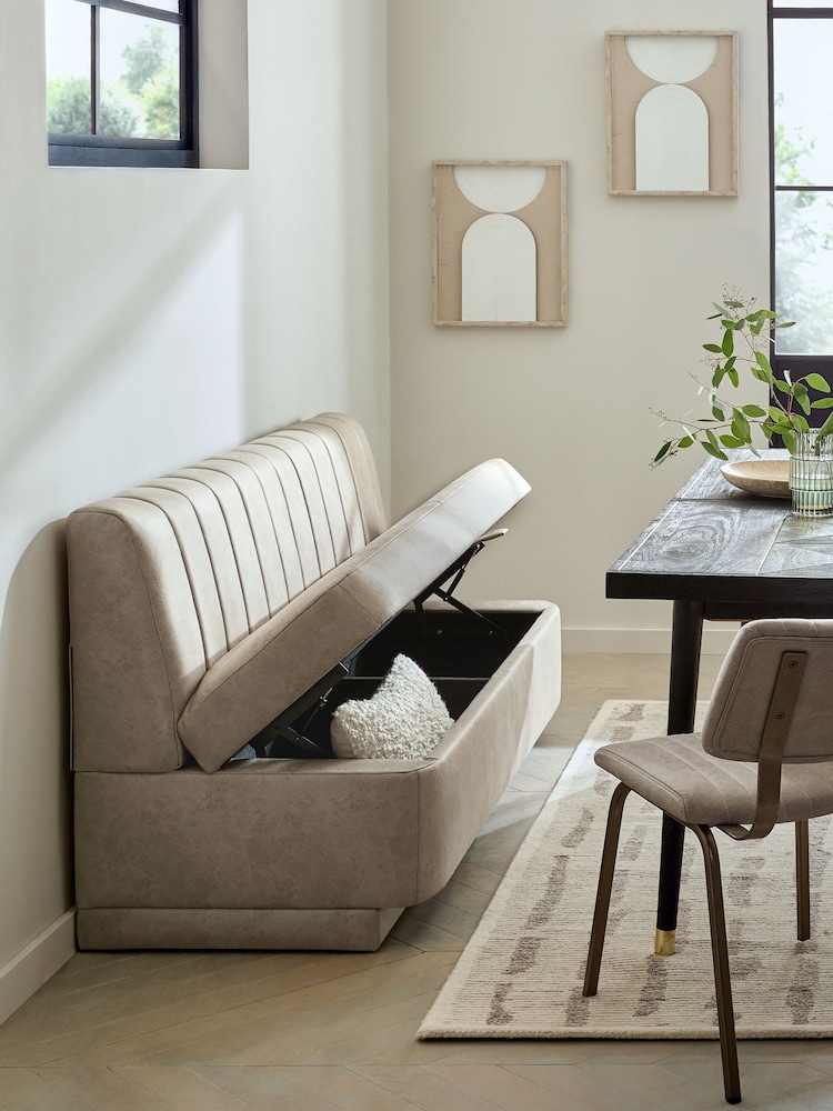 Monza Faux Leather Mink Anderson Storage Dining Bench - Image 2 of 9