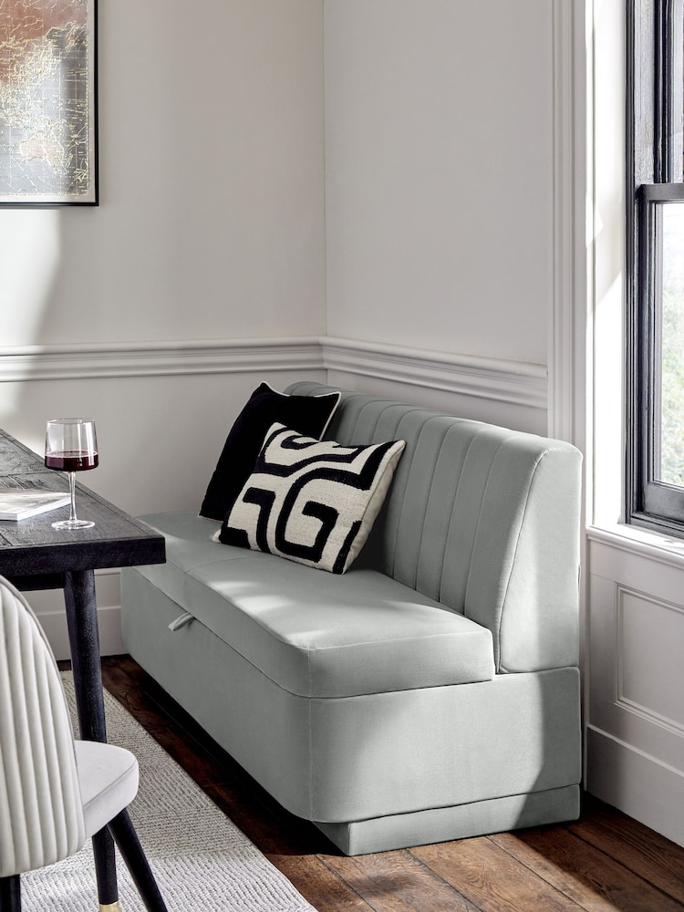 Soft Velvet Grey Anderson Storage Dining Bench - Image 1 of 8