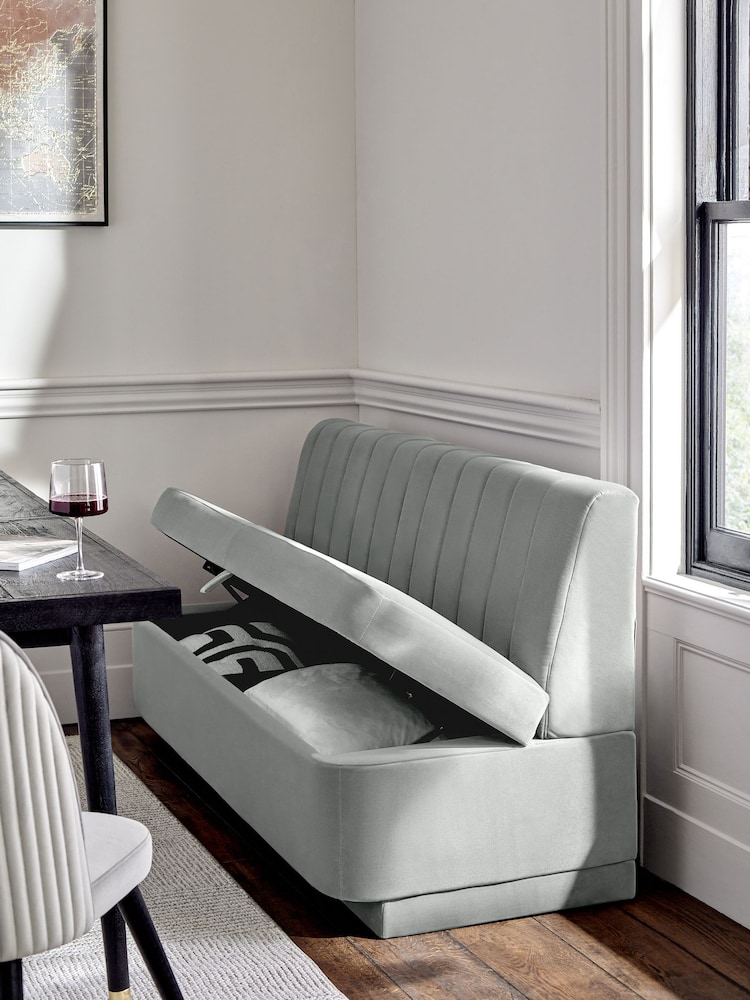 Soft Velvet Grey Anderson Storage Dining Bench - Image 2 of 8