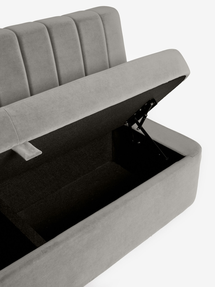 Soft Velvet Grey Anderson Storage Dining Bench - Image 8 of 8