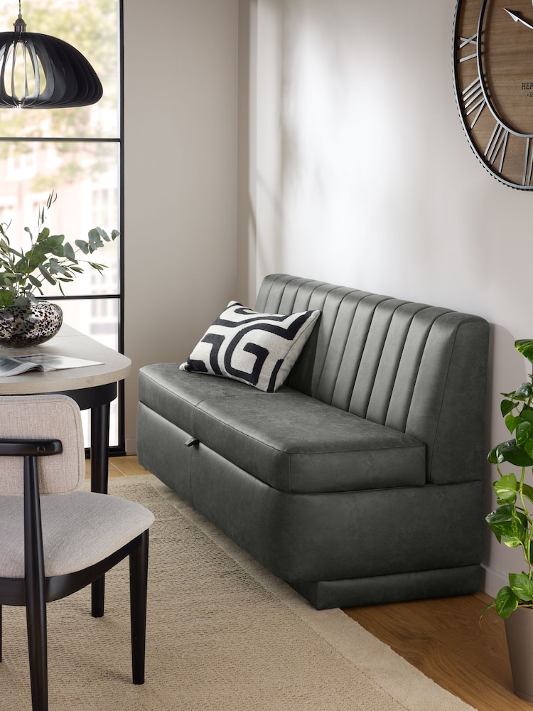 Monza Faux Leather Dark Grey Anderson Storage Dining Bench - Image 1 of 6