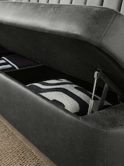 Monza Faux Leather Dark Grey Anderson Storage Dining Bench - Image 5 of 6