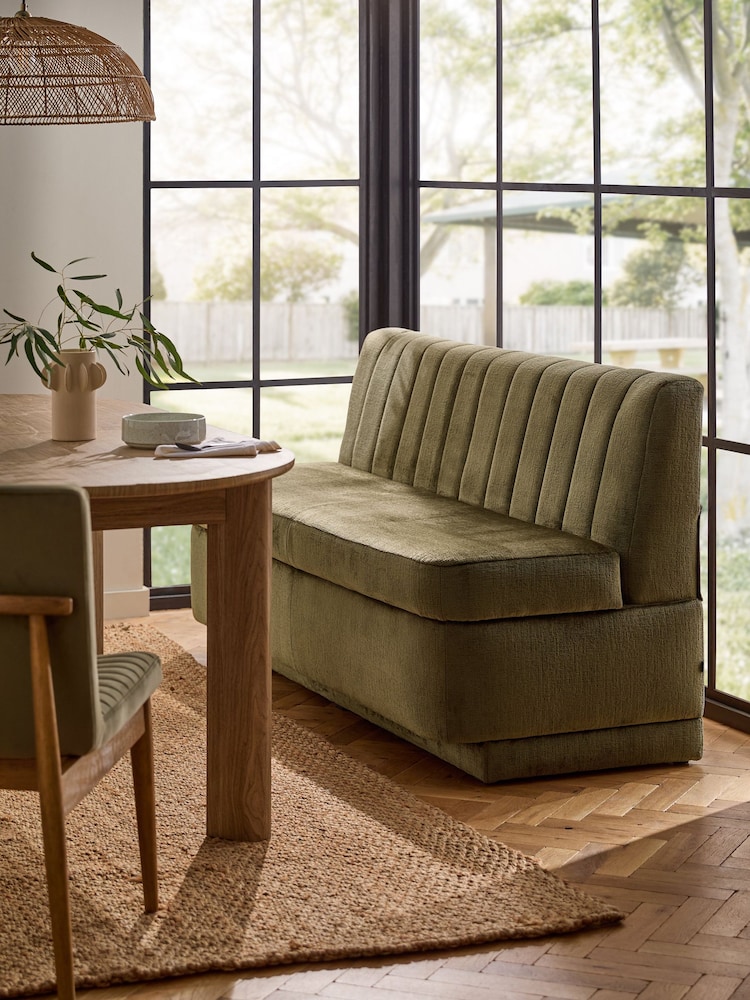 Plush Chenille Moss Green Anderson Storage Dining Bench - Image 1 of 10