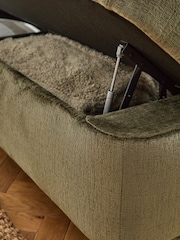 Plush Chenille Moss Green Anderson Storage Dining Bench - Image 3 of 10