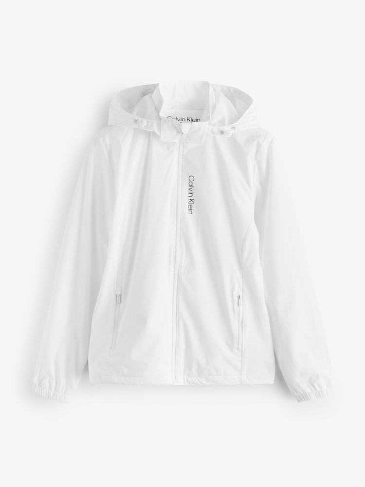 Calvin Klein Golf Oso Hooded White Windbreaker - Image 1 of 1
