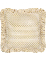 Paoletti Linen Ochre Seventy Three Panni Block Print Cushion - Image 2 of 6