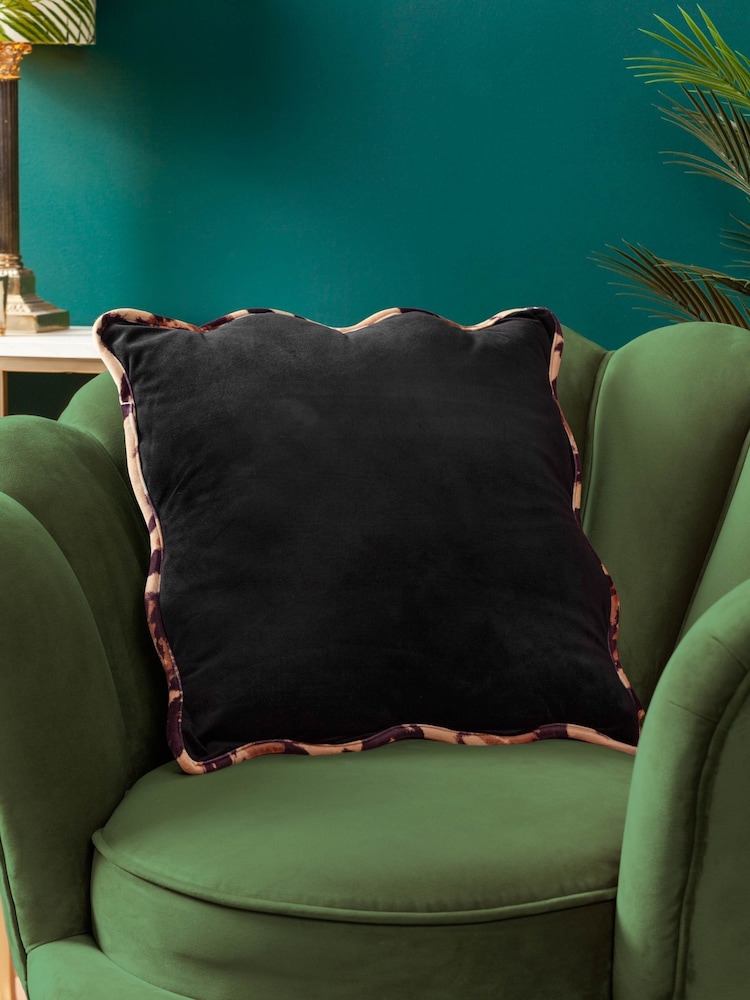 heya home Black Wiggle Leopard Print Cushion - Image 1 of 4 heya home Black Wiggle Leopard Print Cushion - Image 1 of 4