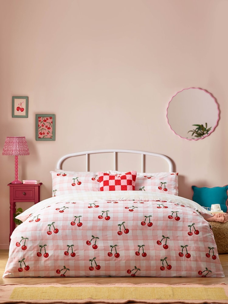 heya home Pink Cherry Gingham Duvet Set - Image 1 of 3