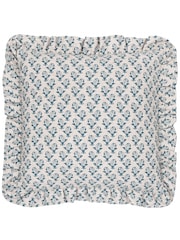 Paoletti Linen Blue Seventy Three Lulah Block Print Cushion - Image 2 of 6