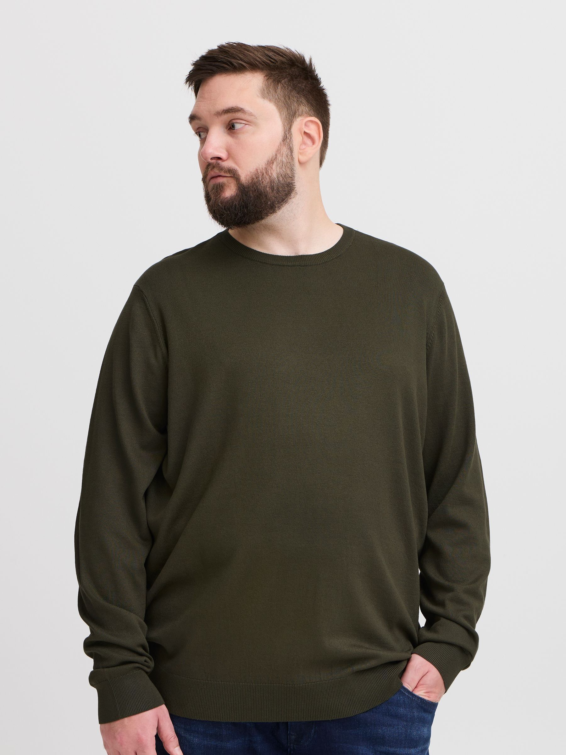 Blend Big Tall Green Lightweight Crew Neck Knit Jumper