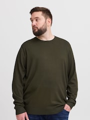 Blend Big & Tall Green Lightweight Crew Neck Knit Jumper - Image 1 of 5