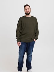 Blend Big & Tall Green Lightweight Crew Neck Knit Jumper - Image 3 of 5