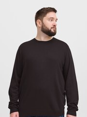 Blend Big & Tall Black Lightweight Crew Neck Knit Jumper - Image 1 of 5