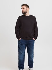 Blend Big & Tall Black Lightweight Crew Neck Knit Jumper - Image 4 of 5