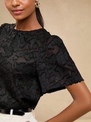 Lipsy Black Burnout T-Shirt - Image 3 of 4