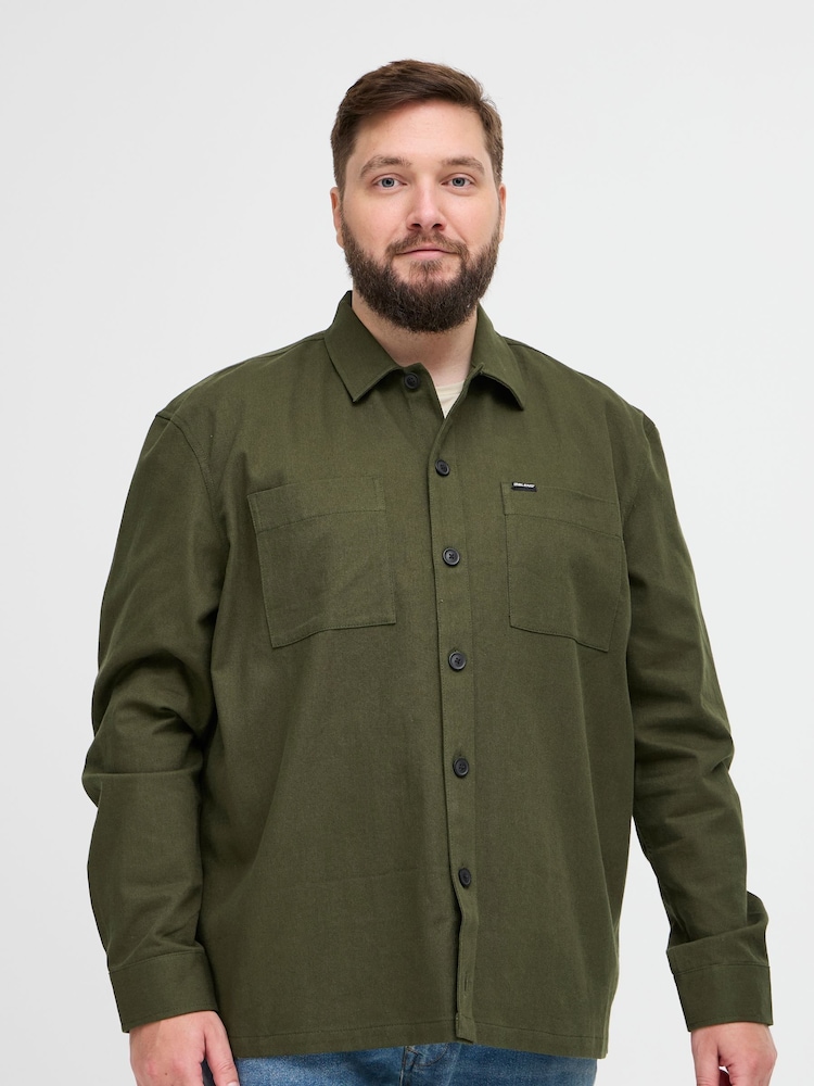 Blend Big & Tall Green Cotton Twill 100% Cotton Overshirt - Image 1 of 5