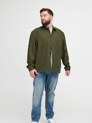 Blend Big & Tall Green Cotton Twill 100% Cotton Overshirt - Image 2 of 5