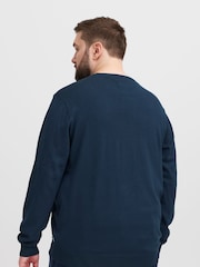 Albastru - Blend Big & Mărime iapa Lightweight Guler rotund Knit Pulover - Imaginea 2 din 5